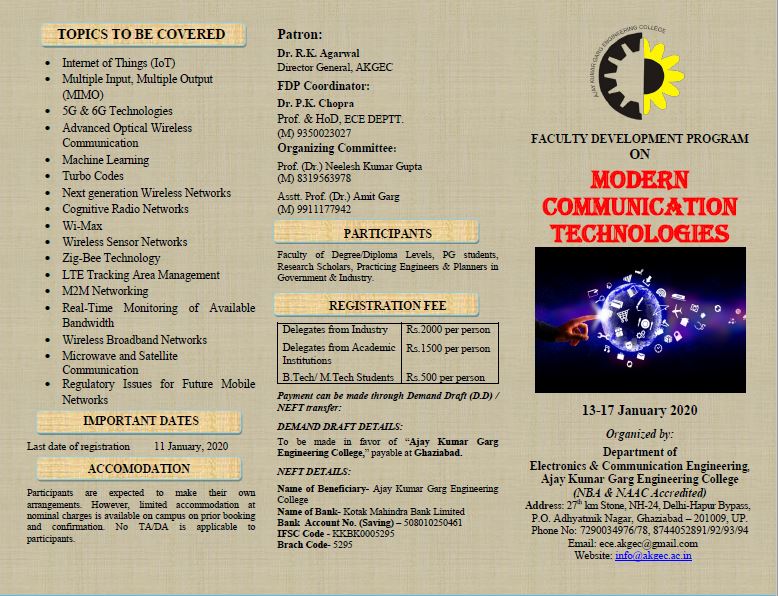 FDP on Modern Communication Technologies: 13-17 Jan 2020